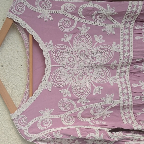 Ana & Rose Romantic Boho Embroidered Bell-Sleeve Blouse Pesant Top Sz.L - Picture 2 of 11